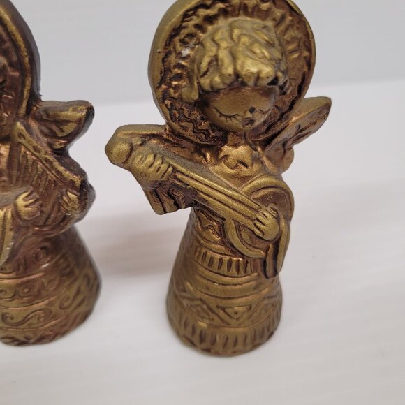 Gold Angels Hanging Instruments Lot 6 Italy Vintage 3 are 3'' & 3 are 3.75'' - Picture 13 of 14